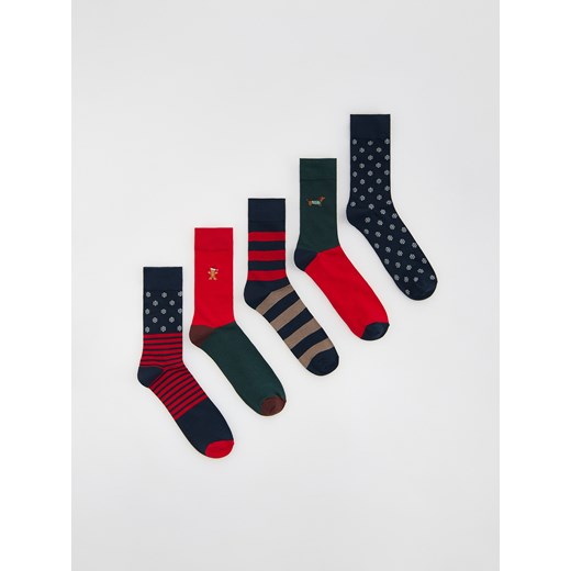 Reserved - 5 pack świątecznych skarpet - czerwony ze sklepu Reserved w kategorii Skarpetki męskie - zdjęcie 187539951