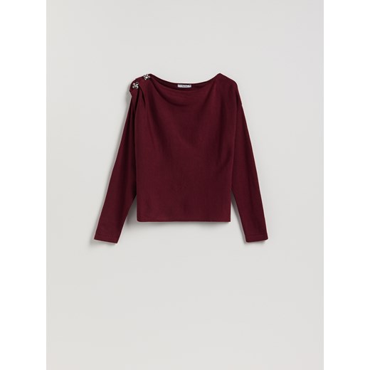 Reserved - Sweter z błyszczącą aplikacją - bordowy ze sklepu Reserved w kategorii Swetry damskie - zdjęcie 187540112