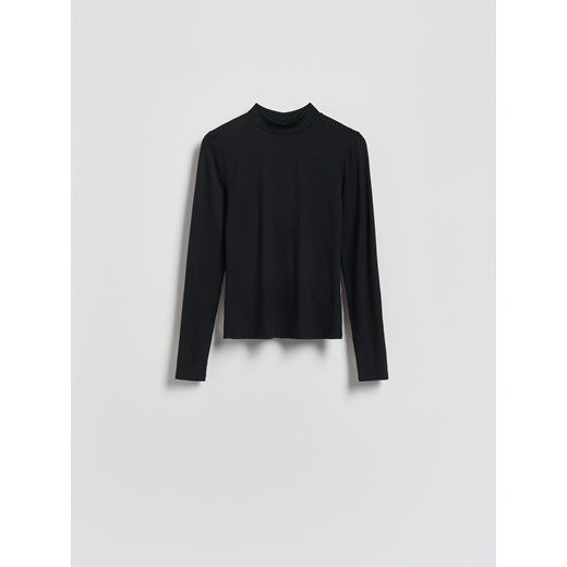 Reserved - Longsleeve z włóknami bambusowymi - czarny ze sklepu Reserved w kategorii Bluzki damskie - zdjęcie 187541201