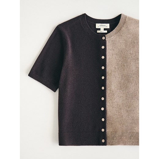 Reserved - Kardigan z wełny merino - ciemnobrązowy ze sklepu Reserved w kategorii Swetry damskie - zdjęcie 187541252