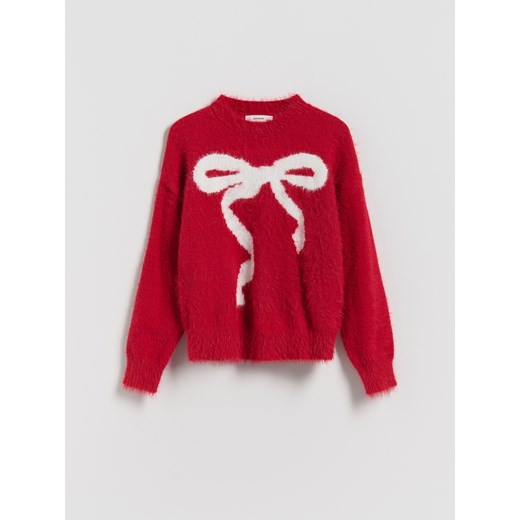 Reserved - Sweter z kokardką - czerwony ze sklepu Reserved w kategorii Swetry dziewczęce - zdjęcie 187541271