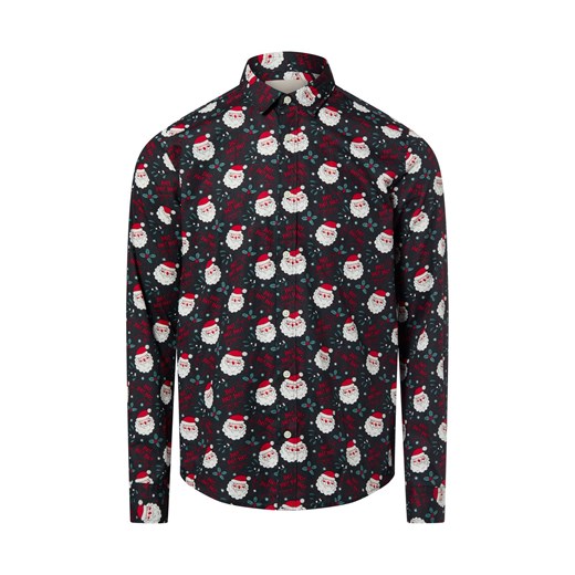 Only&Sons Męska koszula świąteczna - Onsalf Mężczyźni Slim Fit Bawełna granatowy wzorzysty ze sklepu vangraaf w kategorii Koszule męskie - zdjęcie 187541534