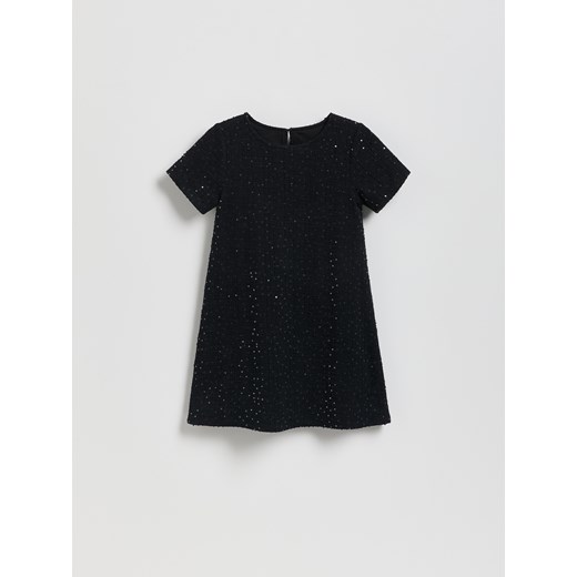 Reserved - Tweedowa sukienka z cekinami - czarny ze sklepu Reserved w kategorii Sukienki dziewczęce - zdjęcie 187541624