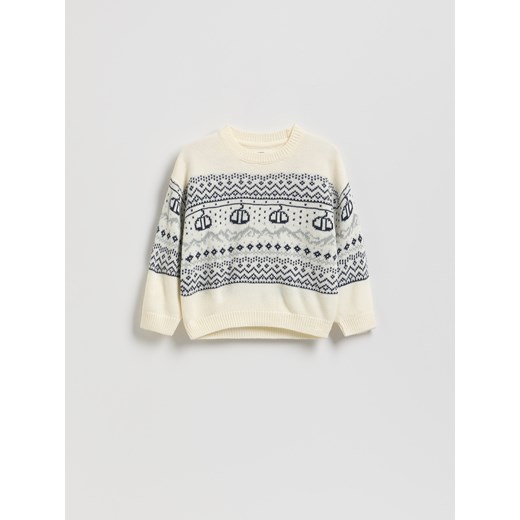 Reserved - Sweter z ozdobnym wzorem - złamana biel ze sklepu Reserved w kategorii Swetry chłopięce - zdjęcie 187541754