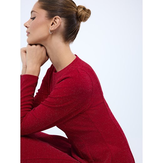 Mohito - Czerwona sukienka mini z metalizowaną nitką - czerwony ze sklepu Mohito w kategorii Sukienki - zdjęcie 187543903