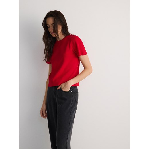 Reserved - Sweter z krótkimi rękawami - czerwony Reserved L Reserved okazja