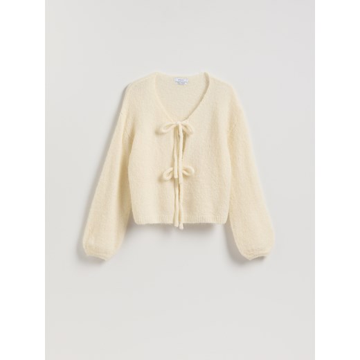 Reserved - Kardigan z wełną alpaki - złamana biel ze sklepu Reserved w kategorii Swetry damskie - zdjęcie 187544034