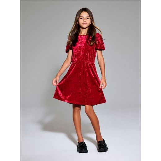 Sinsay - Welurowa sukienka - czerwony ze sklepu Sinsay w kategorii Sukienki dziewczęce - zdjęcie 187544462