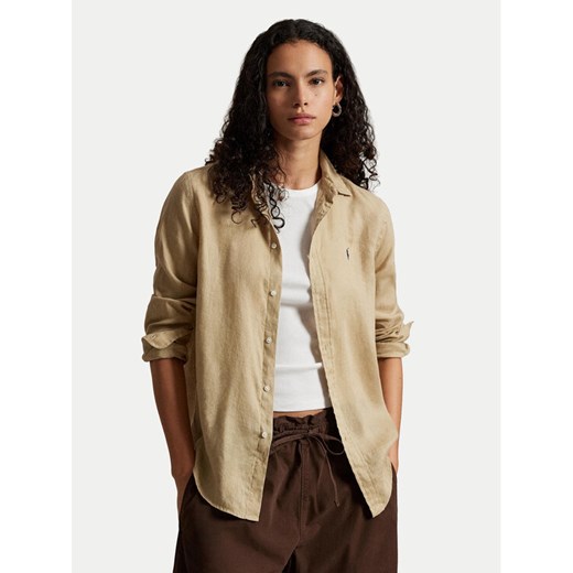 Polo Ralph Lauren Koszula 211970730506 Beżowy Regular Fit ze sklepu MODIVO w kategorii Koszule damskie - zdjęcie 187545384