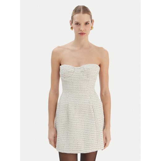 Bardot Sukienka koktajlowa Florine 60134DB Écru Slim Fit ze sklepu MODIVO w kategorii Sukienki - zdjęcie 187545390