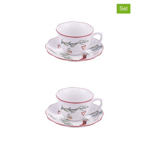 Villa d´Este Filiżanki jumbo (2 szt.) &quot;Rametto&quot; w kolorze biało-zielono-czerwonym - 380 ml ze sklepu Limango Polska w kategorii Dzbanki i zaparzacze - zdjęcie 187546912