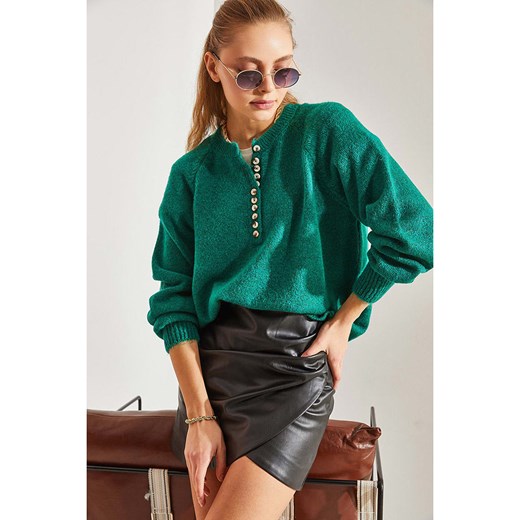 Bianco Lucci Sweter w kolorze zielonym Bianco Lucci onesize wyprzedaż Limango Polska