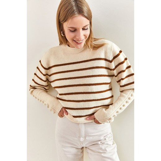 Bianco Lucci Sweter w kolorze beżowo-jasnobrązowym Bianco Lucci onesize okazja Limango Polska