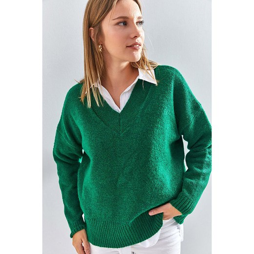 Bianco Lucci Sweter w kolorze zielonym Bianco Lucci onesize wyprzedaż Limango Polska
