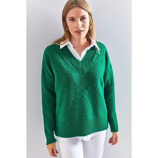 Bianco Lucci Sweter w kolorze zielonym Bianco Lucci onesize Limango Polska okazja