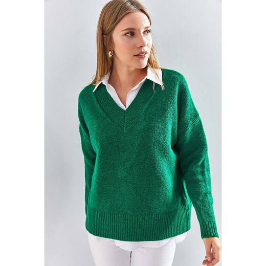 Bianco Lucci Sweter w kolorze zielonym Bianco Lucci onesize wyprzedaż Limango Polska