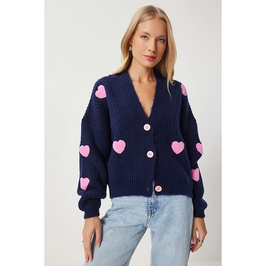 Happiness Istanbul Kardigan w kolorze granatowo-jasnoróżowym Happiness Istanbul onesize promocyjna cena Limango Polska