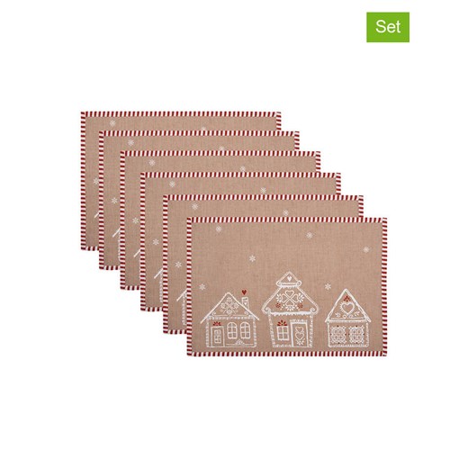 Clayre &amp; Eef Podkładki stołowe (6 szt.) w kolorze beżowym - 22 x 48 cm ze sklepu Limango Polska w kategorii Podkładki na stół - zdjęcie 187547161