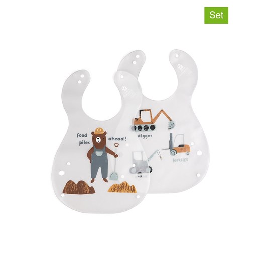 Sebra Śliniaczki (2 szt.) &quot;Busy Builders&quot; w kolorze białym ze wzorem ze sklepu Limango Polska w kategorii Zabawki - zdjęcie 187548250