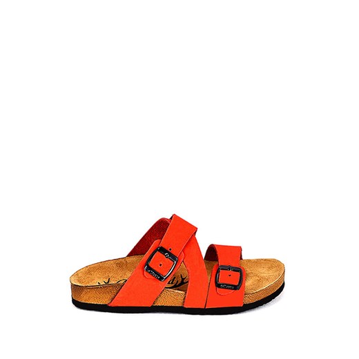 Moosefield Skórzane klapki w kolorze czerwonym ze sklepu Limango Polska w kategorii Klapki damskie - zdjęcie 187548781