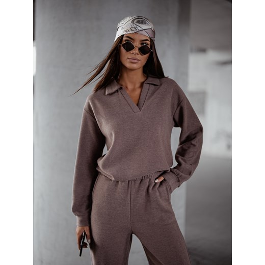 KOMPLET DZIANINOWY SWETERKOWA BLUZA+ SPODNIE- CAPPUCCINO ze sklepu olika.com.pl w kategorii Komplety i garnitury damskie - zdjęcie 187548934