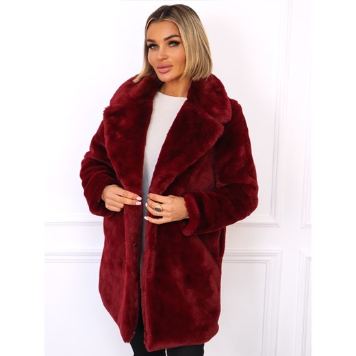 PŁASZCZ FUTRZANY Z KOŁNIERZEM- BORDOWY ze sklepu olika.com.pl w kategorii Futra damskie - zdjęcie 187548972