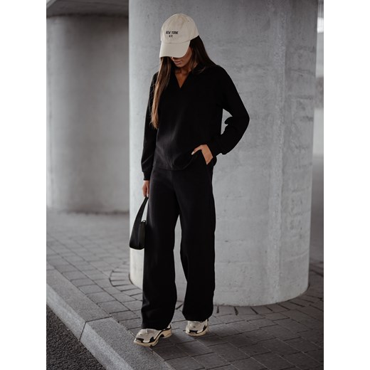 KOMPLET DZIANINOWY SWETERKOWA BLUZA+ SPODNIE- CZARNY ze sklepu olika.com.pl w kategorii Komplety i garnitury damskie - zdjęcie 187549000