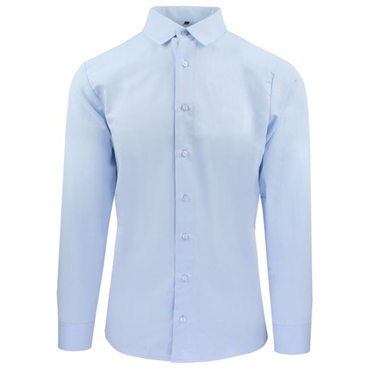 Delikatnie Wyszczuplana (Slim) Męska Koszula - Lanier - Błękit, Faktura w Jodełkę KSDWLNR0011jodlaNIEBsl ze sklepu JegoSzafa.pl w kategorii Koszule męskie - zdjęcie 187549311