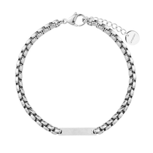 Bransoletka damska srebrna łańcuszkowa splot belcher z blaszką do grawerowania stal ze sklepu manoki.pl w kategorii Bransoletki - zdjęcie 187549321