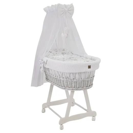 Biały komplet łóżeczko kosz z baldachimem K0-B01 ze sklepu Edinos.pl w kategorii Łóżka dziecięce - zdjęcie 187551844