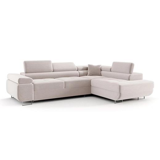 Kremowy sztruksowy narożnik rozkładany M4-L50 ze sklepu Edinos.pl w kategorii Narożniki - zdjęcie 187552710