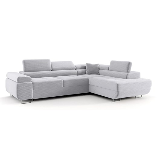 Jasnoszary sztruksowy narożnik z funkcją spania G1-N61 ze sklepu Edinos.pl w kategorii Narożniki - zdjęcie 187552714