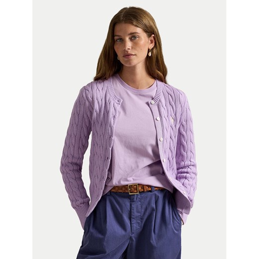 Polo Ralph Lauren Kardigan 211971868506 Fioletowy Regular Fit ze sklepu MODIVO w kategorii Swetry damskie - zdjęcie 187553751