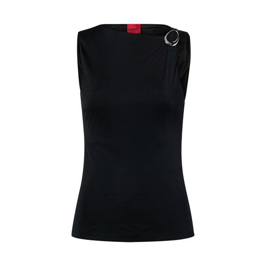 HUGO Top damski - Dastasy Kobiety wiskoza czarny jednolity ze sklepu vangraaf w kategorii Bluzki damskie - zdjęcie 187554321