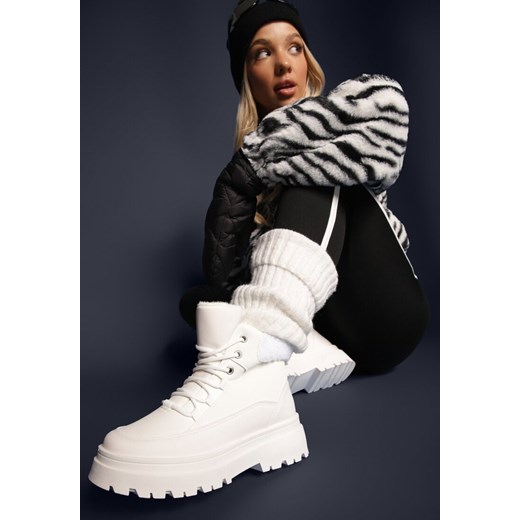 Białe Traperki Sznurowane Trapery Janne ze sklepu renee.pl w kategorii Workery damskie - zdjęcie 187554730