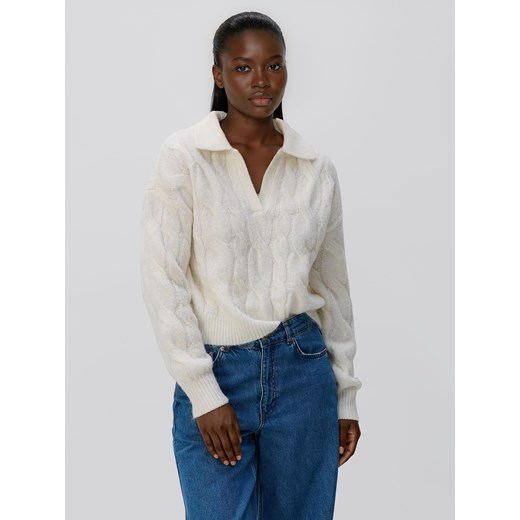 Reserved - Sweter z kołnierzykiem - kremowy ze sklepu Reserved w kategorii Swetry damskie - zdjęcie 187554830