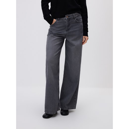 Reserved - Jeansy wide leg - szary ze sklepu Reserved w kategorii Jeansy damskie - zdjęcie 187554934