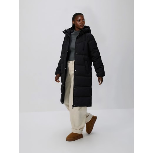 Reserved - Długa kurtka z kapturem - czarny ze sklepu Reserved w kategorii Kurtki damskie - zdjęcie 187555020