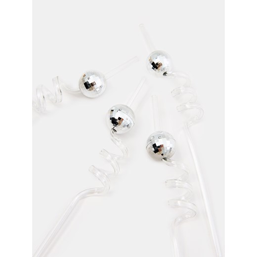 Sinsay - Zestaw słomek imprezowych 4 pack - srebrny Sinsay One Size Sinsay