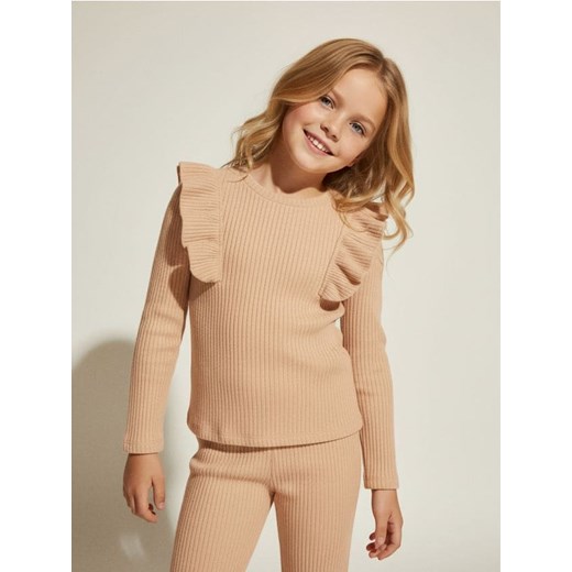 Sinsay - Komplet z dodatkiem wiskozy - beżowy ze sklepu Sinsay w kategorii Komplety dziewczęce - zdjęcie 187555660