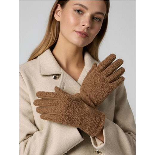 Sinsay - Rękawiczki z kożuszkiem - beżowy ze sklepu Sinsay w kategorii Rękawiczki damskie - zdjęcie 187555681