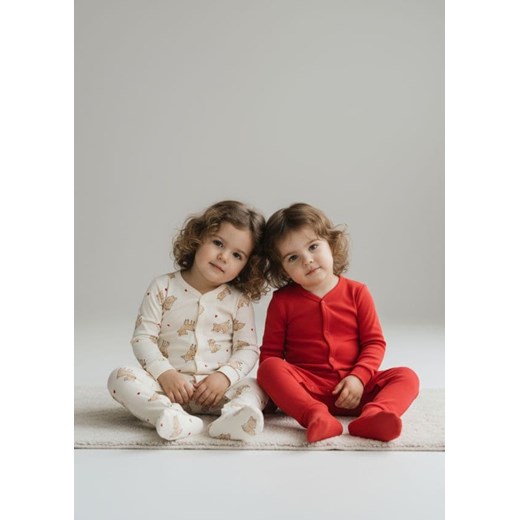 Sinsay - Bawełniany pajacyk 2 pack - kremowy ze sklepu Sinsay w kategorii Piżamy dziecięce - zdjęcie 187555683