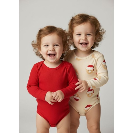 Sinsay - Prążkowane body 2 pack - beżowy ze sklepu Sinsay w kategorii Body niemowlęce - zdjęcie 187555762