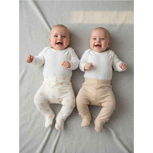 Sinsay - Legginsy ze wzorkiem 2 pack - kremowy ze sklepu Sinsay w kategorii Odzież dla niemowląt - zdjęcie 187555773