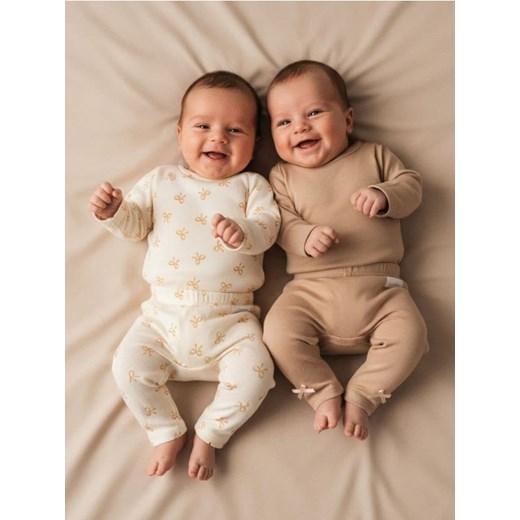 Sinsay - Bawełniane body 2 pack - kremowy ze sklepu Sinsay w kategorii Body niemowlęce - zdjęcie 187555780