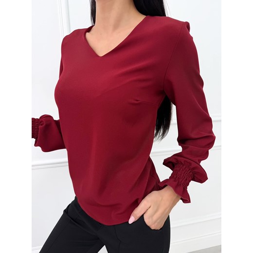 Bordowa Klasyczna Bluzka z Gumką ze sklepu ModnaKiecka.pl w kategorii Bluzki damskie - zdjęcie 187556003