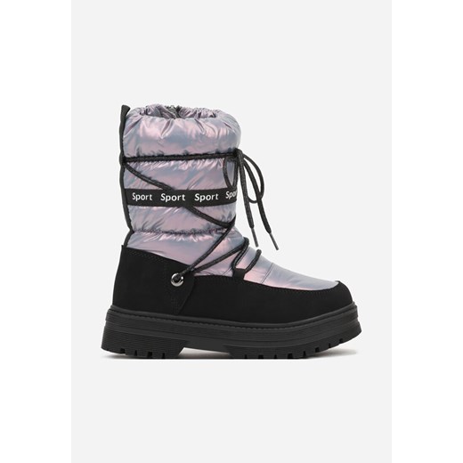 Fioletowe Pikowane Śniegowce z Oryginalnym Wiązaniem Zetilde ze sklepu born2be.pl w kategorii Buty zimowe dziecięce - zdjęcie 187556591