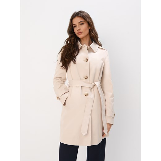 Mohito - Beżowy tencz z wiązaniem w talii - beżowy ze sklepu Mohito w kategorii Płaszcze damskie - zdjęcie 187557264