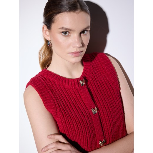 Mohito - Swetrowa czerwona kamizelka - czerwony ze sklepu Mohito w kategorii Swetry damskie - zdjęcie 187557344