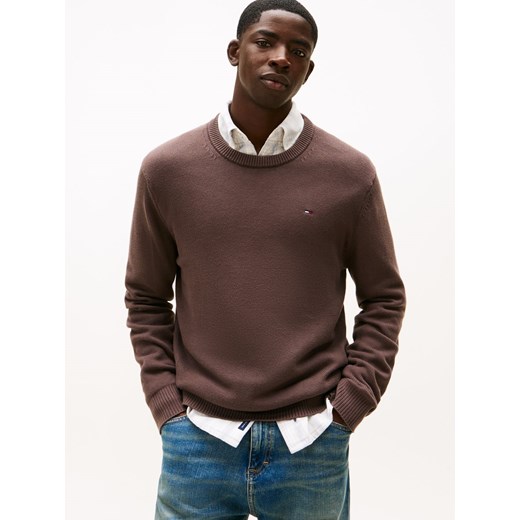 Tommy Jeans Męski sweter Mężczyźni Bawełna taupe jednolity ze sklepu vangraaf w kategorii Swetry męskie - zdjęcie 187557444